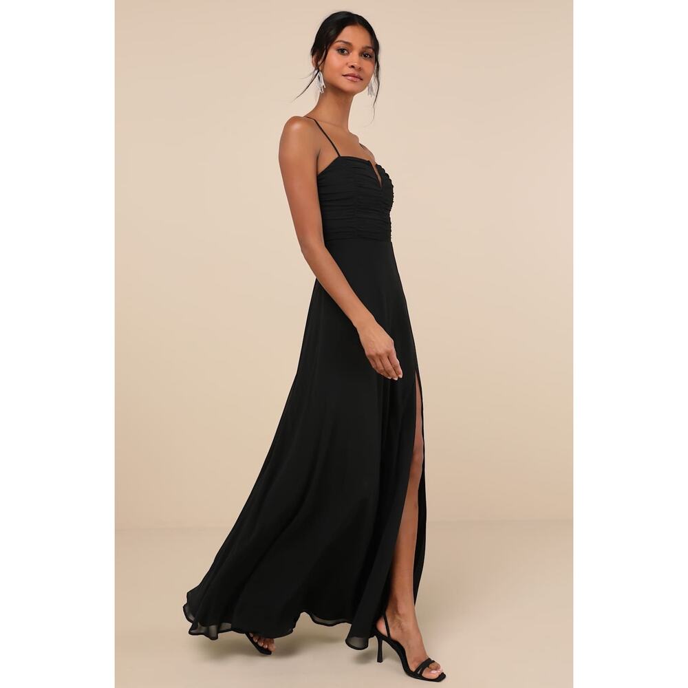 NWT Lulus Sweeney Black Sleeveless Maxi Dress Wedding Formal Cocktail Sz L - Picture 3 of 8